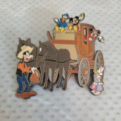 Prendedor exclusivo Disney DLR Mickey Minnie Goofy Western Horse 2002 diligencia Foto 1 de 4