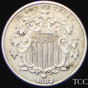 1882 SHIELD NICKEL ~ STELLAR ORIGINAL 5c COIN ~ FREE SHIPPING ~ TCC - Picture 1 of 4