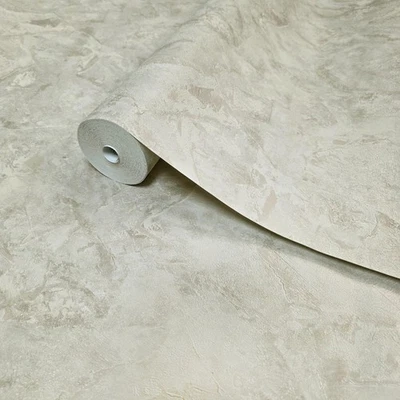 Embossed Ivory tan cream gold metallic wallpaper textured faux concrete plaster - Image 1 of 4