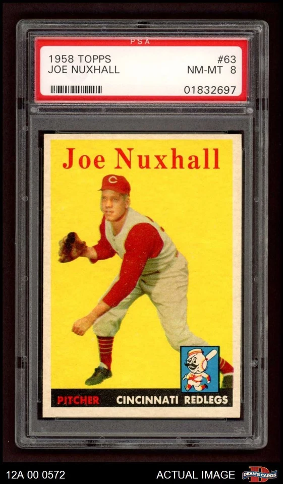 1958 Topps #63 Joe Nuxhall Reds PSA 8 - casi nuevo/como nuevo Foto 1 de 1