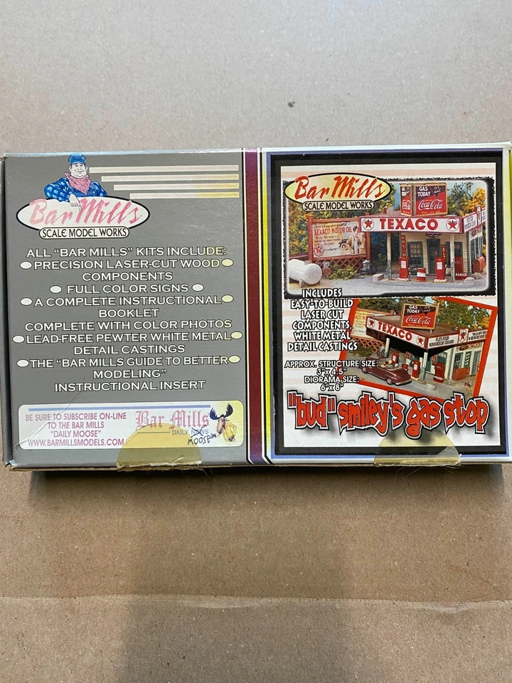 Kit de madera BAR MILLS 0102 1/87 HO SCALE BUD SMILEY'S GAS STOP Texaco Shell Station Foto 1 de 1