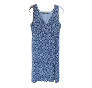 St Johns Bay Womens Sz XL Navy White Rayon Wrap Style V Neck Dress - Picture 1 of 7