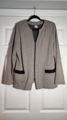 Chaqueta Blazer Moda Bug Vintage Estampado Negro y Beige Cremallera. Sin talla,... Foto 1 de 4