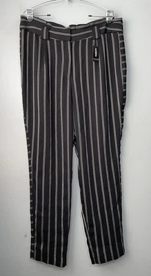 Pantalones Express Cintura Alta Talla 14 Negro Blanco Rayas Plisado Bolsa de Papel Pantalón Foto 1 de 4