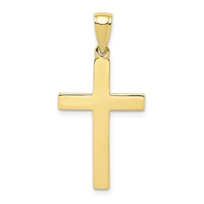 10k Yellow Gold High Polished Medium Square Tips Flat Latin Cross Pendant - Image 1 of 3