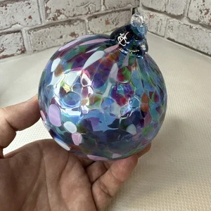 Hand-Blown Fused Glass 4” Multicolored Ornament, Preowned Perfect Condition - Picture 1 of 5