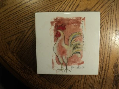 Mesa Sur La Remache Cerámico con Gallo 7-7/8" Cuadrado Firmado? Italia Foto 1 de 4