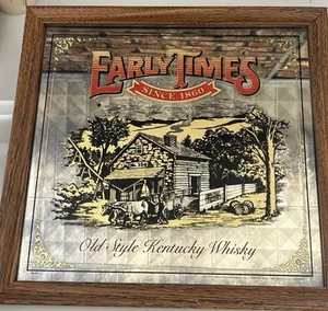 Early Times Kentucky Bourbon Whisky Bar Stained Glass Mirror Sign 17”x18” Rare! - Picture 1 of 14