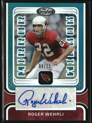 2024 Panini Certified #MS-RWE Roger Wehrli Mirror Signatures Teal #/25 - Image 1 of 2