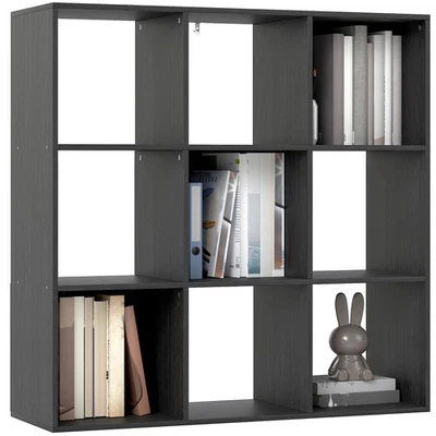 HOMCOM 9 Cube Storage Unit Cabinet Bookcase Display Shelves, Black - Image 1 of 4