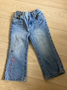 Vtg Y2K Hippy 24 Months baby girls Sonoma Embroidered floral Denim flare jeans - Picture 1 of 12