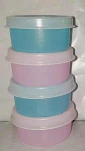 Tupperware Minis Smidgets Set of 4 with Liquid Tight Seals Sheer Blue Pink New - Picture 1 of 2