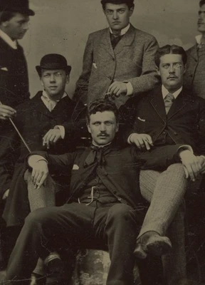 Исключительный оригинальный оттенок: щегольские молодые мужчины, курильщики, гей интерес c. 1860-80 - Изображение 1 из 2