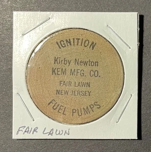 Fair Lawn, New Jersey Wooden Nickel - Kirby Newton KEM Herstellungsjahr Co. Zündung & Benzin - Bild 1 von 2