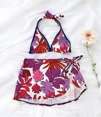 Conjunto Falda Bikini Flor 2 Piezas Playa Festival Verano Boho Vacaciones Tropical S Foto 1 de 4