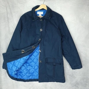 Vintage Liz Claiborne Scheunenmantel Damen klein blau Canvas Knebelverschluss gesteppt - Bild 1 von 21