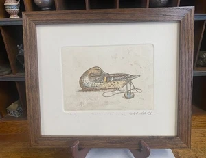 Mike Stidham schlafender Pintail Henne Ente gerahmte Radierung Kunstdruck Jagd Köder - Bild 1 von 5