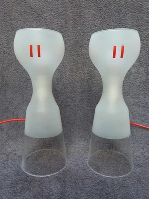 VINTAGE IKEA SCHLAGER TABLE LAMPS PAIR HOUR GLASS CARL OJERSTAM FROSTED 2004 - image 1 of 4
