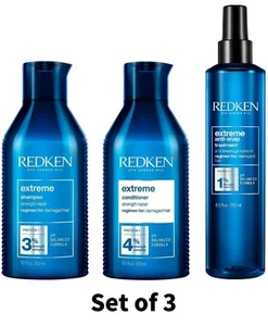 Redken Extreme Strength Repair Shampoo,Conditioner,Anti-Snap Treatment Set of 3 - Picture 1 of 16