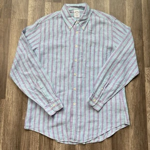 Brooks Brothers Shirt Mens Large Slim Fit 100% Linen 346 Long Sleeve Button Up - Picture 1 of 6