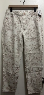 Calça floral ilustrada cevada tamanho 16R jeans ajuste autêntico Jill denim nova com etiquetas - Imagem 1 de 4