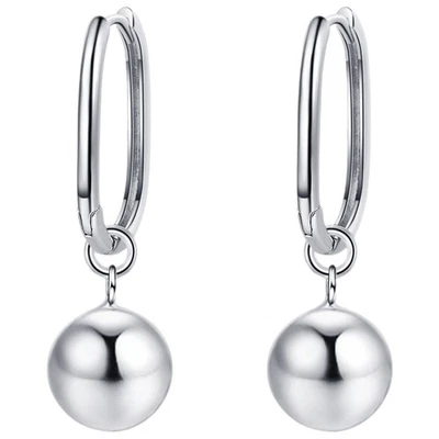  1 paio di orecchini a sfera da donna, orecchini pendenti, orecchini in metallo, - Immagine 1 di 4