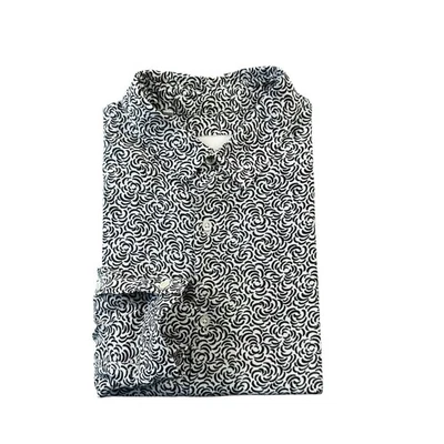 Sandro Paris White Black Pattern Viscose Button Front Size Men’s Large  - Image 1 of 4