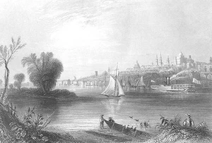 ALBANY NEW YORK CAPITOL BUILDING TOWN Hall Hudson River 1838 Art Print Engraving - Picture 1 of 1