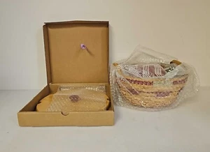 Longaberger1999 Popcorn Basket w/ 2 protectors, liner and Wood Lid Open Box - Picture 1 of 12