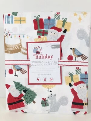 全新 Pottery Barn Kids Holiday Woodland Santa 有机全套,圣诞节 — 第 1/2 张图片