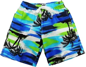Jungen kurze Badehose Badeshorts Gr. 104 110 116 Sunset Hawaii blau Palme - Bild 1 von 1