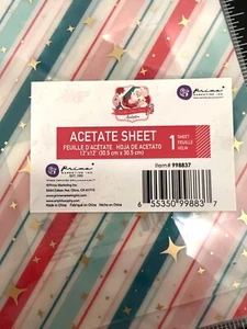 12x12 Acetat Blatt mit Goldfolie Sterne & Streifen Zuckerstange Spur 998837 - Bild 1 von 3