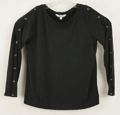 Nueva Camiseta Top BB Dakota Abida Para Mujer Talla M Negra Manga Larga Elastizada Jersey a Presión Foto 1 de 4