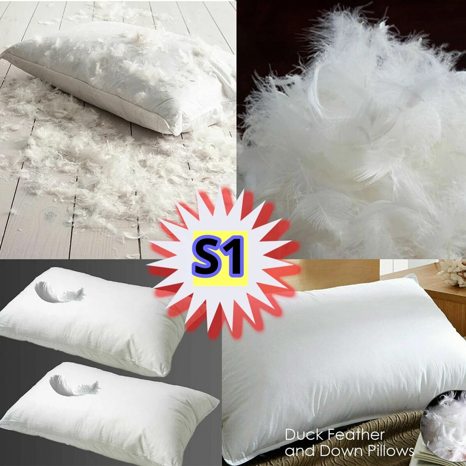 Extra Filled Duck Feather & Down Pillows Sleep Pillow Home Hotel Quality Bedding