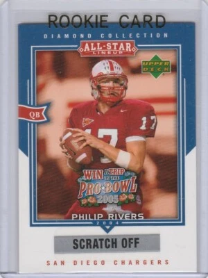 Tarjeta de novato Philip Rivers 2004 UD Colección Diamante ¡Cargadores RC ALL-STAR! Foto 1 de 2