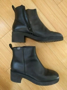 CAMPER "wonder" boots black leather goretex waterproof block heels 39 US 9 women - Picture 1 of 10