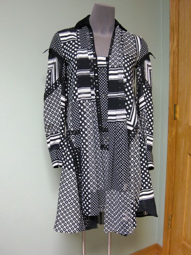 Sacai Sciarpa Stampa Cravatta Collo Guipure Pizzo Bordo Fluido Pieghettato Abito Batiste 1JP