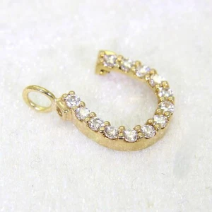 14k 14kt Gelbgold funkelnder Hufeisen Anhänger - Bild 1 von 5