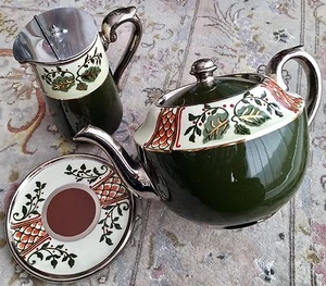 Antique (1909) English Gibson & Sons Albany & Harvey Pottery Teapot & Stand Set - Picture 1 of 12