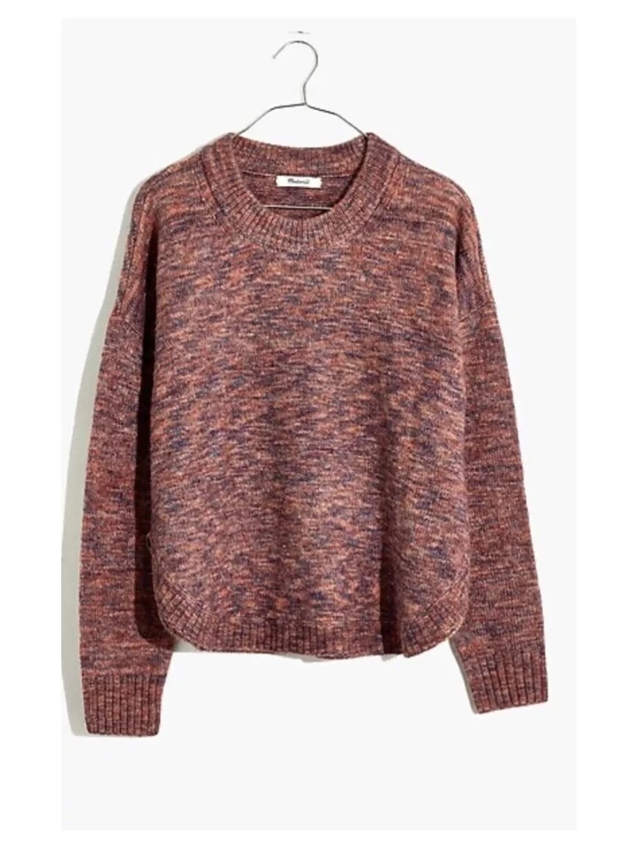 Madewell Spacedyed Birchmont Side Button Pullover Sweater MC841 - Sangria - S