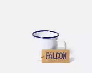 Falconware Emaille Becher weiß mit blauem Rand - Bild 1 von 1