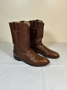 Men's Justin Western Brown Marbled Leather 3163 Cowboy Boots Size 9 C - Picture 1 of 9