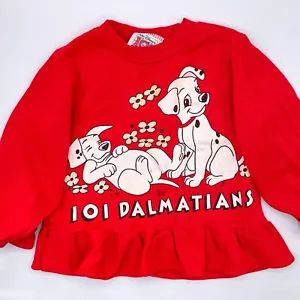 Disney Vintage 101 Dálmatas Niños Sudadera Años 90 Camisa Roja Volantes Niñas EE. UU. 3T - Imagen 1 de 12