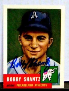 BOBBY SHANTZ SIGNED 1953 TOPPS ARCHIVES BASEBALL CARD A'S YANKEES 52 AL MVP - Picture 1 of 1