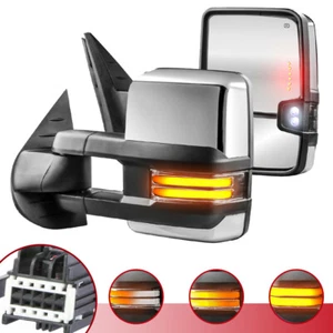 Chrome Power Heated Tow Mirror Dynamic Signal For 08-13 Chevy Tahoe Silverado - Picture 1 of 12
