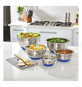 Viking 10-Piece Stainless Steel Mixing, Prep and Serving Bowl Set. Blue - Picture 1 of 4