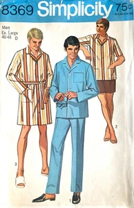 Pijama Simplicity para hombre años 70, patrón de abrigo de dormir 8369 talla XL SIN CORTAR - Imagen 1 de 2