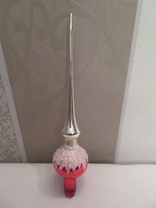 vintage kleine Christbaumspitze Tannenbaumspitze Weihnachten rot und silber OVP - Bild 1 von 5