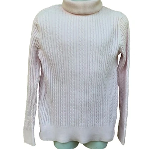 Croft & Barrow Cable knit sweater Long Sleeve Turtleneck Casual Pullover pink M - Picture 1 of 7