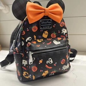 DISNEY Parks LOUNGEFLY Halloween Black w/ Ears Treats Mini Backpack-New - Picture 1 of 8